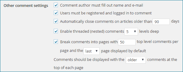 other comment settings
